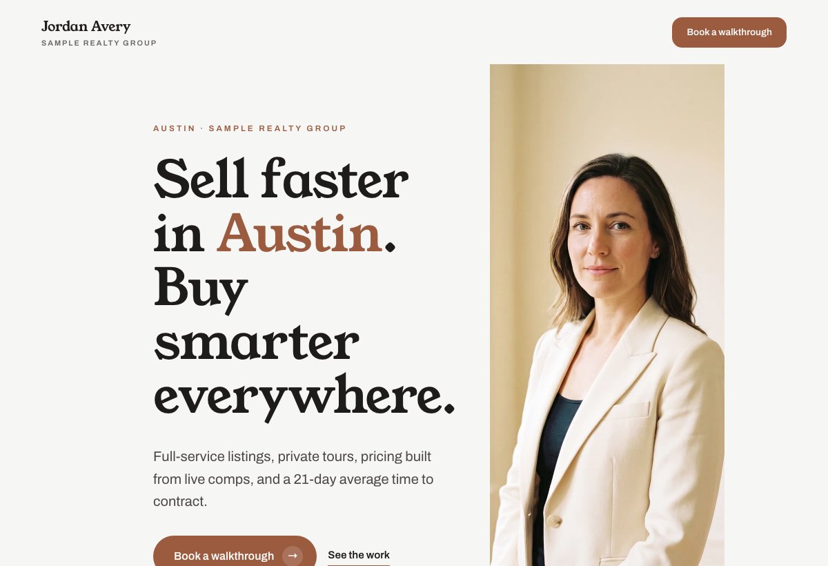 Studio Portrait example website